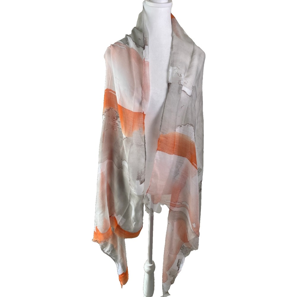 Vtg Watercolor Abstract Desert Landscape Scarf Lightweight Large‎ Colorful SUSU